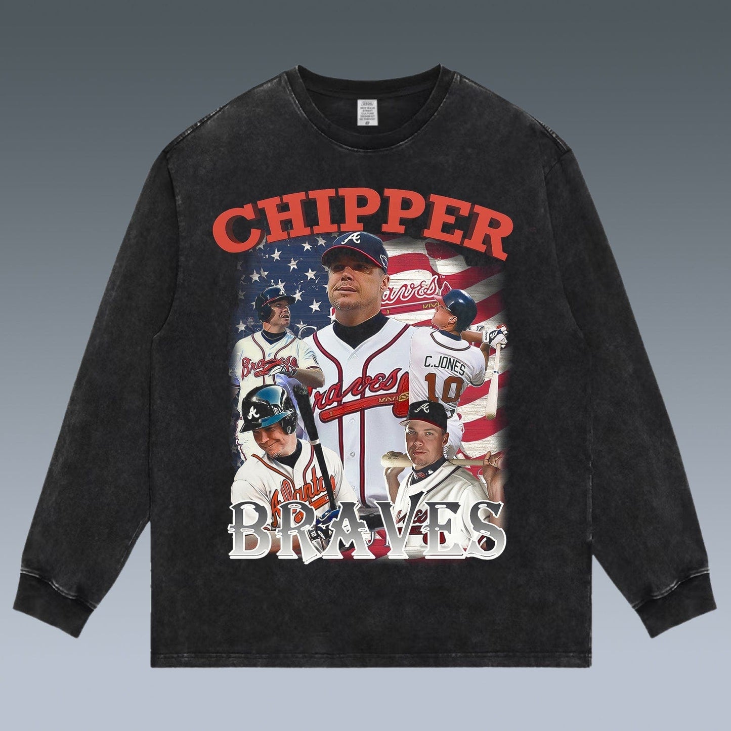 VINTAGE LONG SLEEVE TEE | CHIPPER JONES& ATLANTA BRAVES